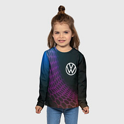 Лонгслив детский Volkswagen neon hexagon, цвет: 3D-принт — фото 2