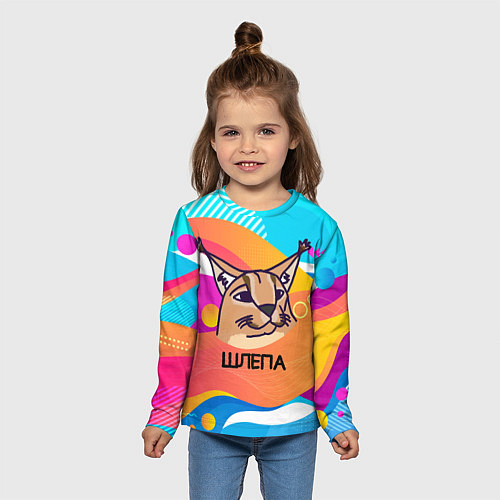 Детский лонгслив Нарисованный кот Шлепа pop art / 3D-принт – фото 5
