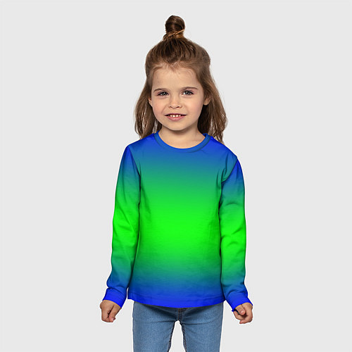 Детский лонгслив Зелёный градиент текстура / 3D-принт – фото 5