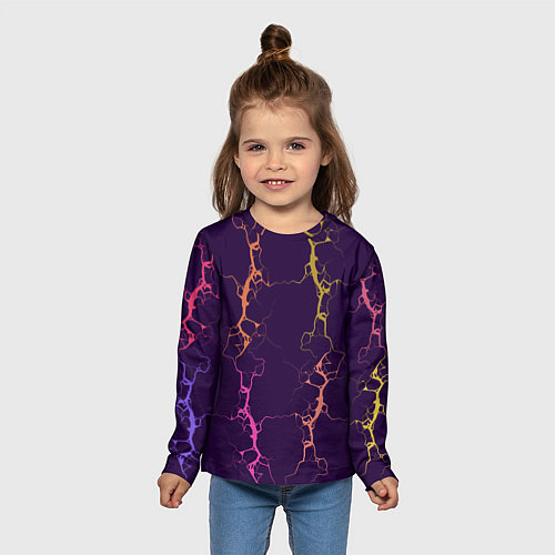 Детский лонгслив Молнии на пурпурном / 3D-принт – фото 5
