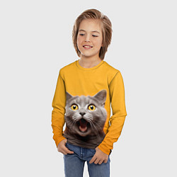 Лонгслив детский Удивленный кот, цвет: 3D-принт — фото 2