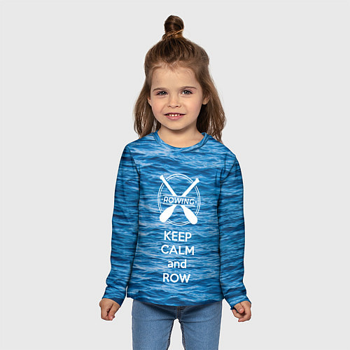 Детский лонгслив Будь спокоен и греби / 3D-принт – фото 5