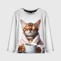 Лонгслив детский Котик в халате, цвет: 3D-принт