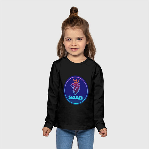 Детский лонгслив Saab logo neon / 3D-принт – фото 5