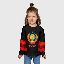 Лонгслив детский СССР геометрия красный, цвет: 3D-принт — фото 2