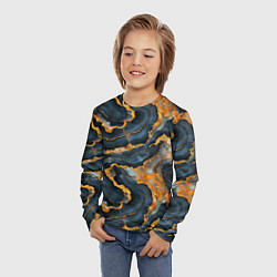Лонгслив детский Золотистый мрамор, цвет: 3D-принт — фото 2