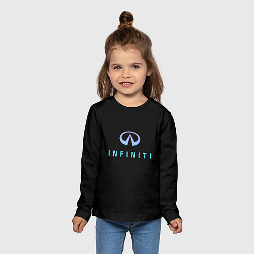 Детский лонгслив Infiniti logo neon / 3D-принт – фото 5