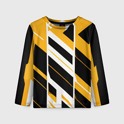 Лонгслив детский Black and yellow stripes on a white background, цвет: 3D-принт