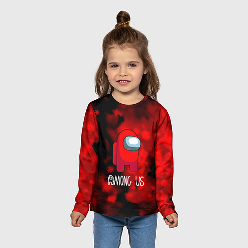 Детский лонгслив Among us красный / 3D-принт – фото 5