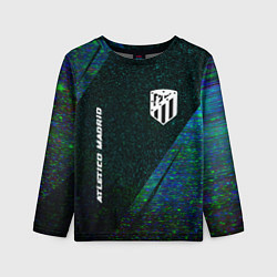 Лонгслив детский Atletico Madrid glitch blue, цвет: 3D-принт