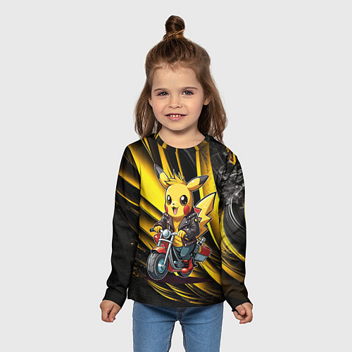 Детский лонгслив Пикачу на красном мотоцикле / 3D-принт – фото 5