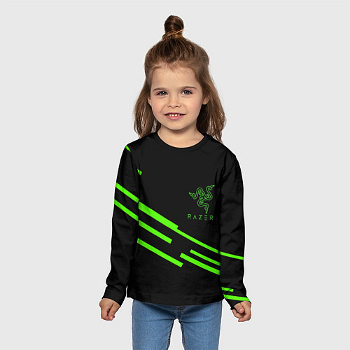 Детский лонгслив Razer line green / 3D-принт – фото 5