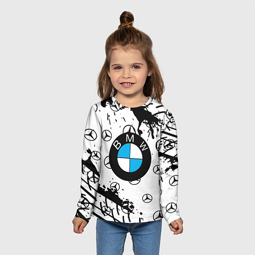 Детский лонгслив BMW x Mercedes краски / 3D-принт – фото 5