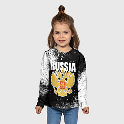 Лонгслив детский Герб России - черно-белые пятна, цвет: 3D-принт — фото 2