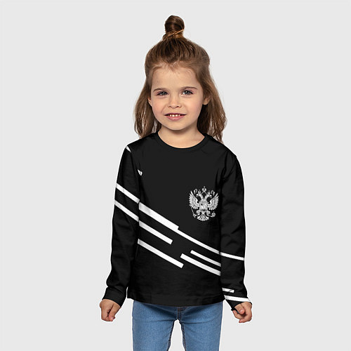 Детский лонгслив Россия геометрия спорт / 3D-принт – фото 5