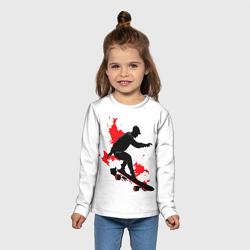 Детский лонгслив Черный скейтер / 3D-принт – фото 5