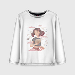 Лонгслив детский Pink dreams girl with book, цвет: 3D-принт