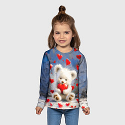 Лонгслив детский Медвежонок с сердечками, цвет: 3D-принт — фото 2