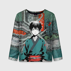 Лонгслив детский Юный послушник каратист анимешный, цвет: 3D-принт