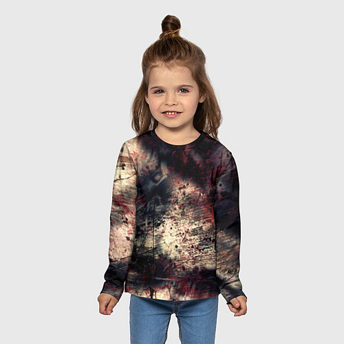 Детский лонгслив Мокрая бумага ретро гранж текстура грязная / 3D-принт – фото 5