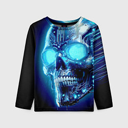 Лонгслив детский Neon cyber skull - ai art, цвет: 3D-принт