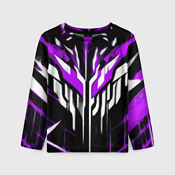 Детский лонгслив Purple and white abstraction on a black background