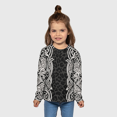Детский лонгслив Скандинавский кельтский узор / 3D-принт – фото 5