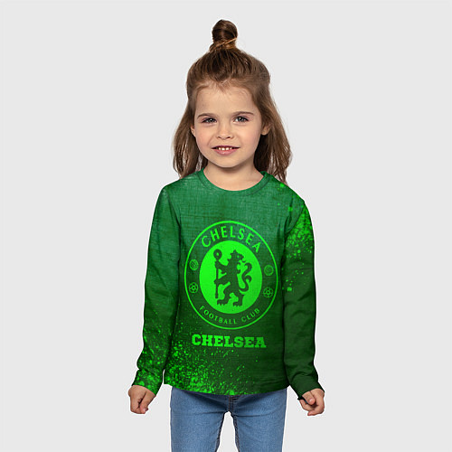 Детский лонгслив Chelsea - green gradient / 3D-принт – фото 5