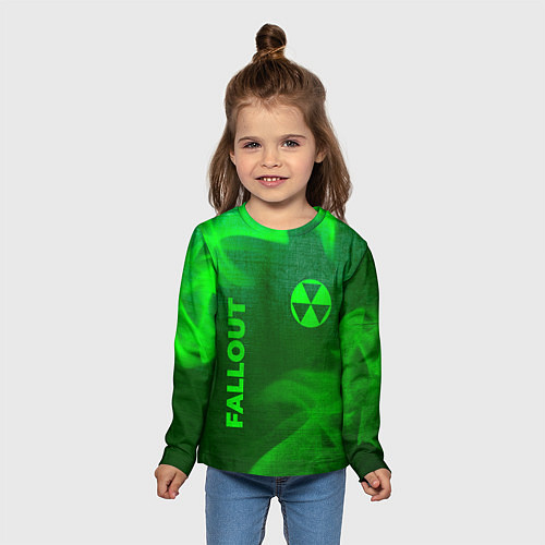 Детский лонгслив Fallout - green gradient вертикально / 3D-принт – фото 5