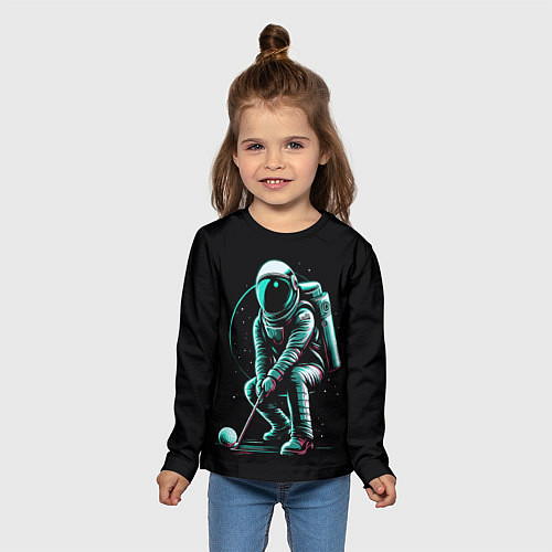 Детский лонгслив Космонавт играет в гольф / 3D-принт – фото 5