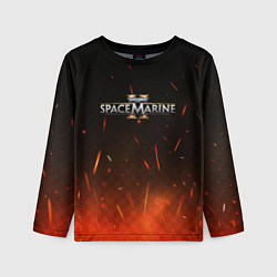 Лонгслив детский Warhammer 40000 space marine 2 logo fire, цвет: 3D-принт