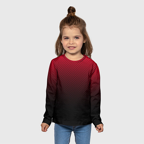 Детский лонгслив Градиент красно-чёрный текстурированный / 3D-принт – фото 5