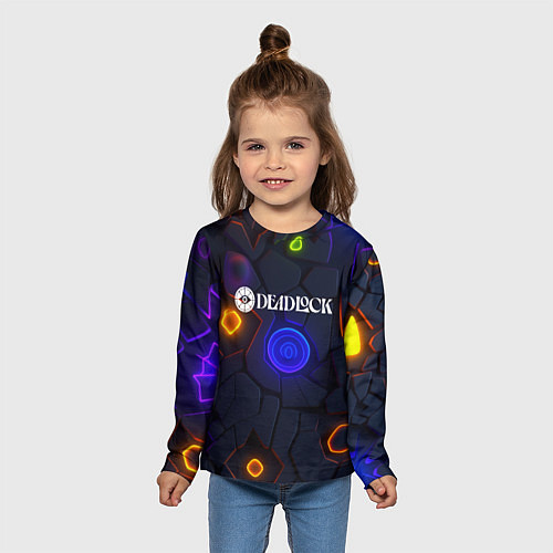 Детский лонгслив Deadlock logo текстурные плиты / 3D-принт – фото 5