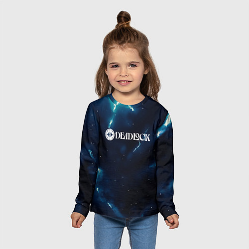Детский лонгслив Deadlock logo синие молнии / 3D-принт – фото 5