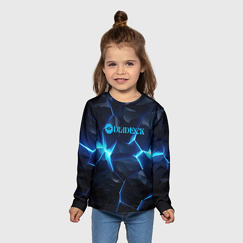 Детский лонгслив Deadlock logo синий лого / 3D-принт – фото 5