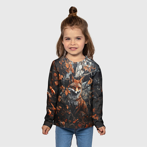 Детский лонгслив Лис в пасмурном лесу / 3D-принт – фото 5