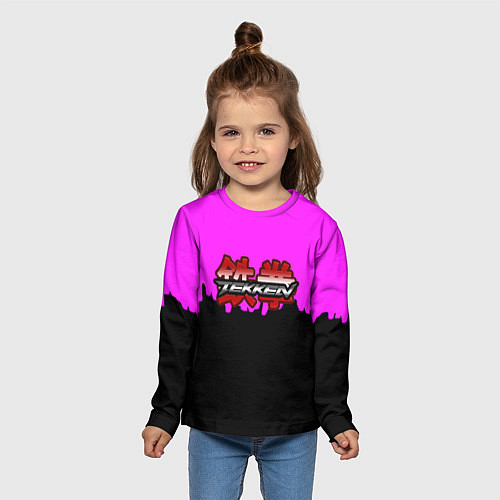 Детский лонгслив Tekken розовая геометрия / 3D-принт – фото 5