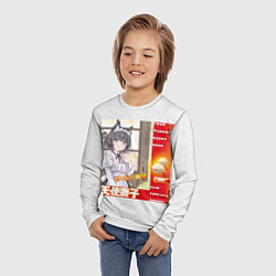 Лонгслив детский Твой кошка жена - аниме партия мем, цвет: 3D-принт — фото 2