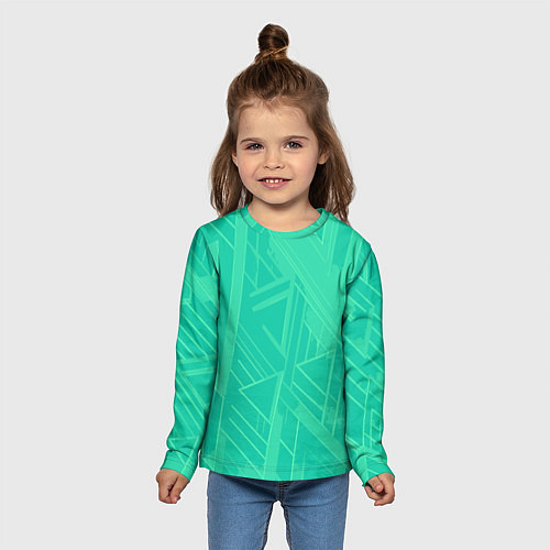 Детский лонгслив Мятный зелёный однотонный геометричный / 3D-принт – фото 5