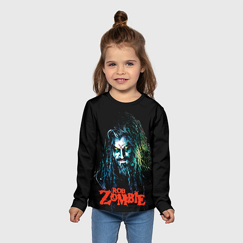 Детский лонгслив Rob zombie portrait / 3D-принт – фото 5