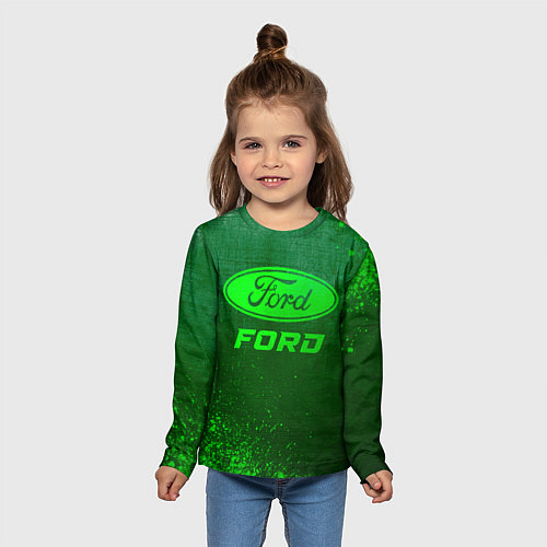 Детский лонгслив Ford - green gradient / 3D-принт – фото 5