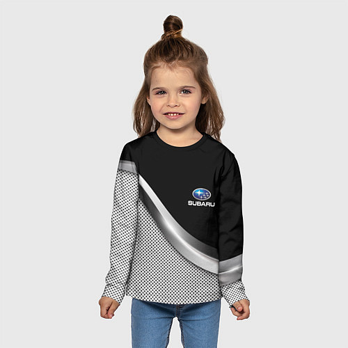 Детский лонгслив Subaru metal steel / 3D-принт – фото 5