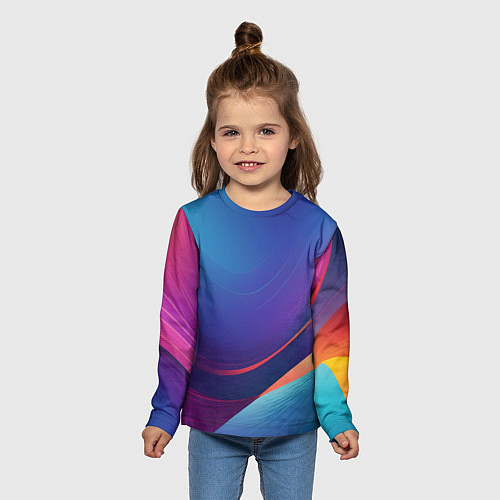 Детский лонгслив Красивый градиент абстракция / 3D-принт – фото 5