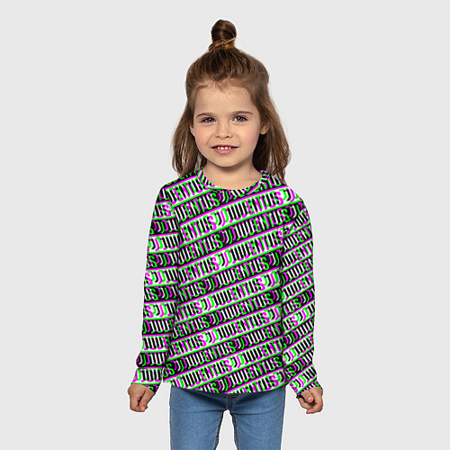 Детский лонгслив Juventus glitch pattern / 3D-принт – фото 5