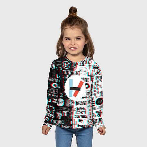 Детский лонгслив Twenty one pilots glitch pattern / 3D-принт – фото 5