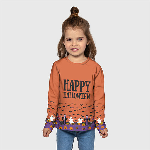 Детский лонгслив Happy Halloween pattern / 3D-принт – фото 5