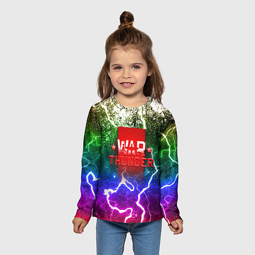 Детский лонгслив Wartunder неоновые брызги красок / 3D-принт – фото 5