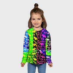 Лонгслив детский Marshmello pattern neon steel, цвет: 3D-принт — фото 2