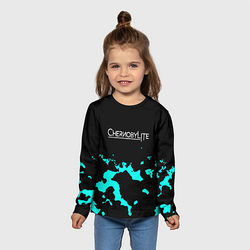 Детский лонгслив Chernobylite камуфляж голубой / 3D-принт – фото 5