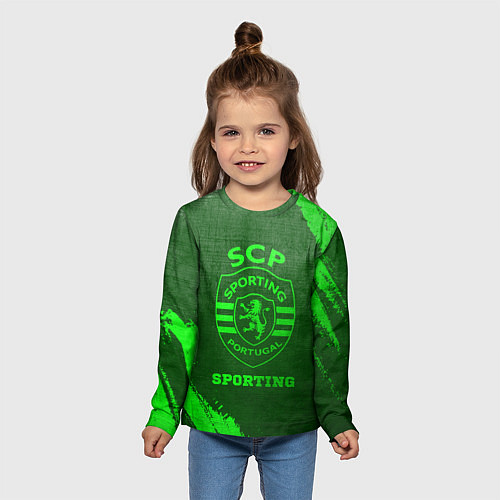 Детский лонгслив Sporting - green gradient / 3D-принт – фото 5